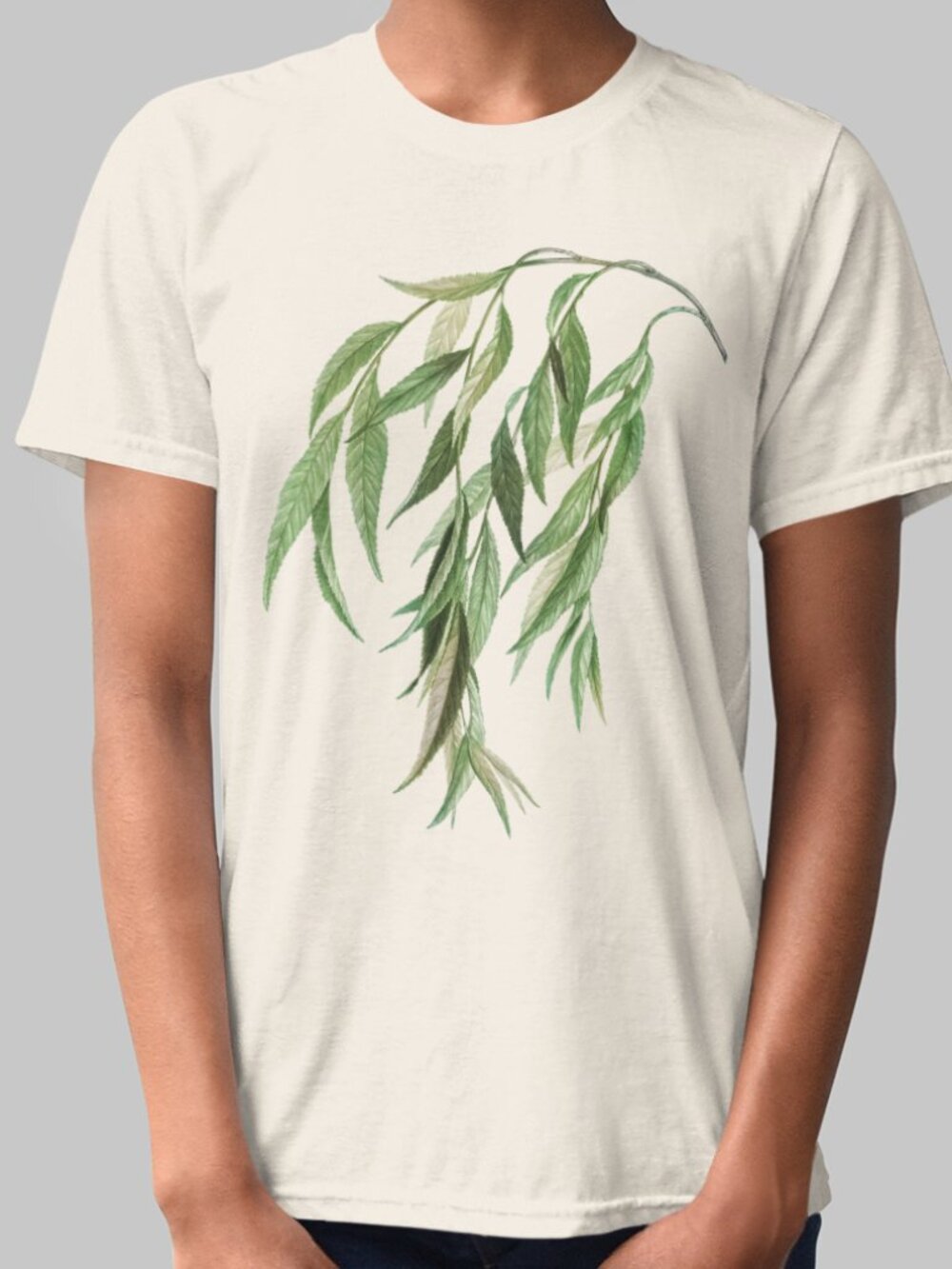 Weeping Willow Vintage Botanical Print Short Sleeve Graphic Tee T-shirt S-XXL